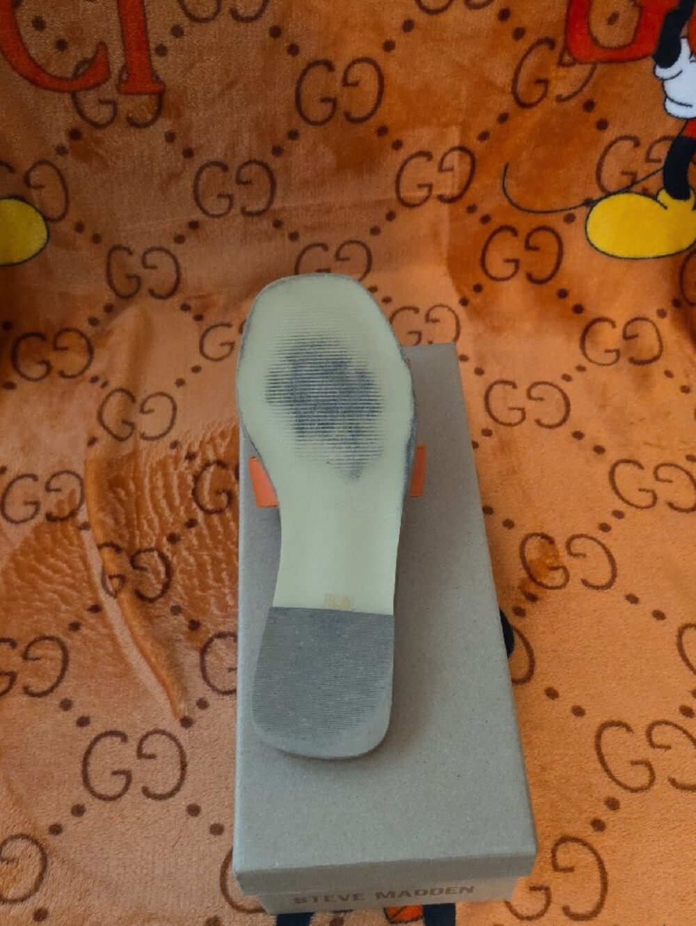 Steve Madden Orange Leather Slide Sandal - Picture 2 of 4